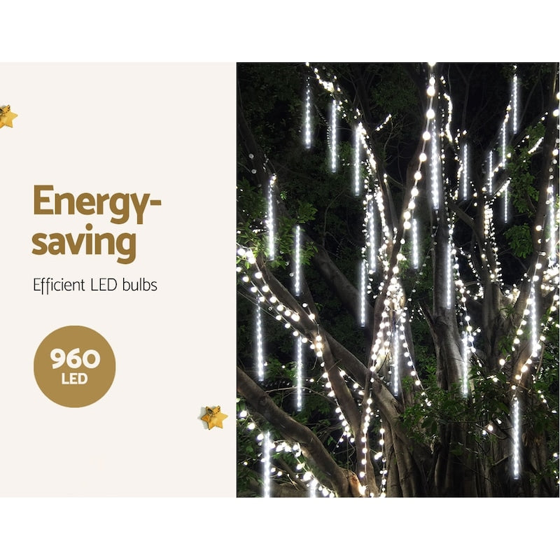 12M Christmas Lights Icicle Light 960 LED Falling Metor Jingle Jollys